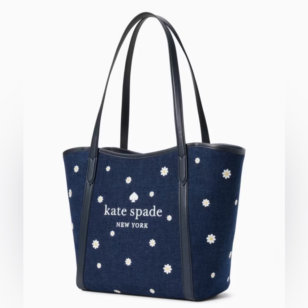 NWOT Kate Spade Slide Tote Bag in Denim & Daisy